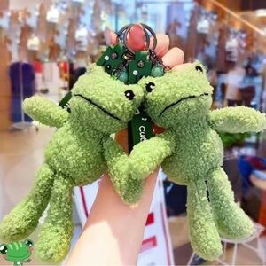 Green Frog Stuffed Animal Keychain